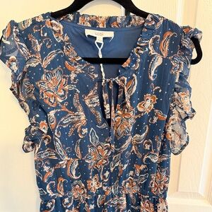 Lucky Brand Blue Paisley Maxi Dress Large